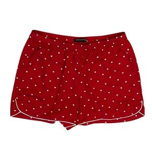 Banana Republic Red Silky Valentines Pajama Shorts w/ White Hearts XS Oversized